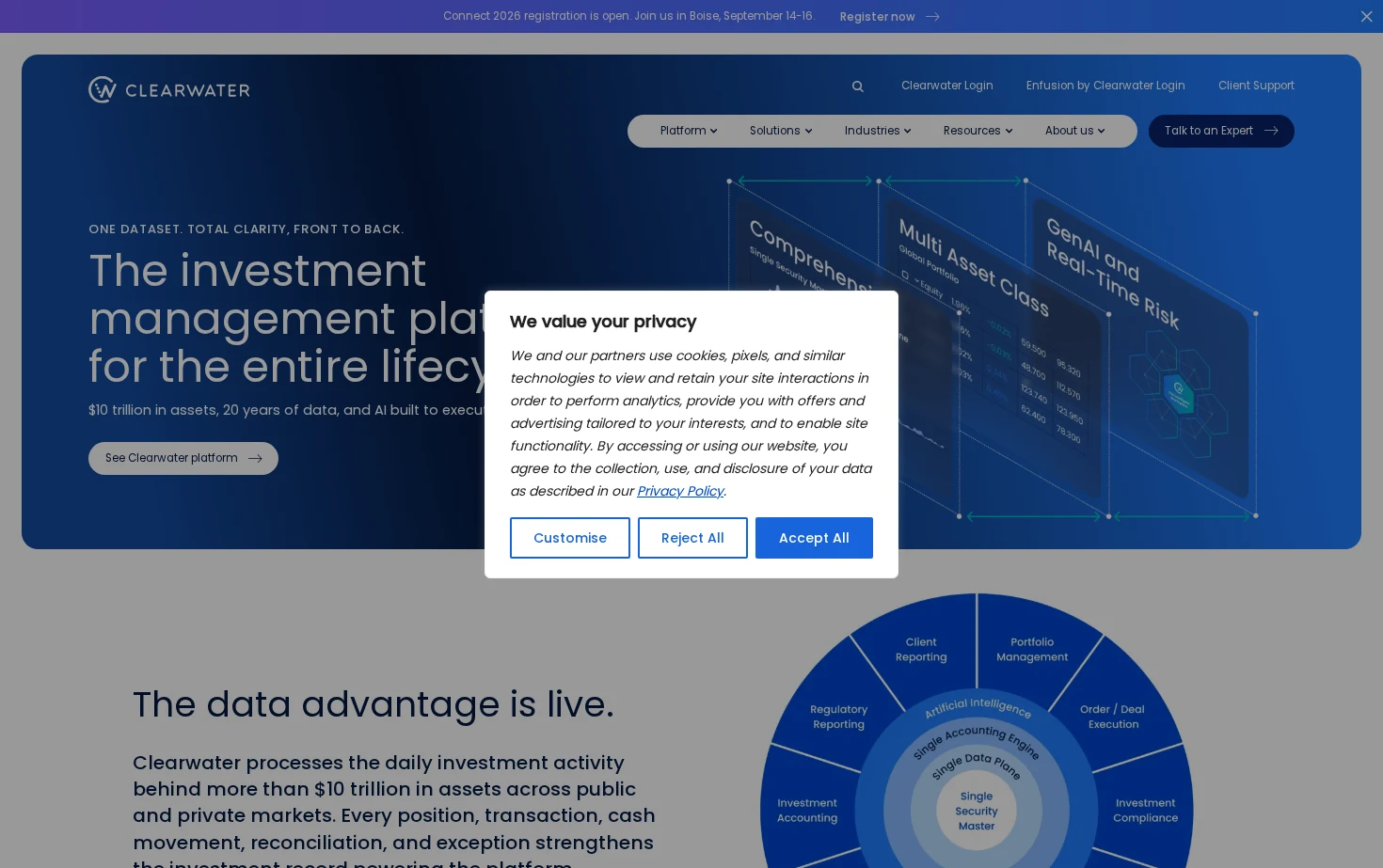 Clearwater Analytics 页面快照